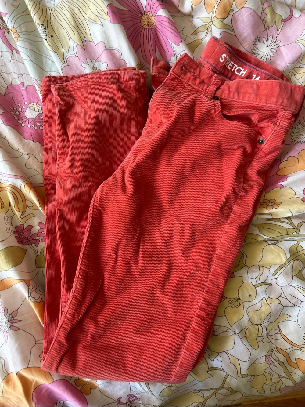 Boys Crewcuts coral/ orange Stretch Corduroy Jeans 14